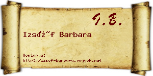 Izsóf Barbara névjegykártya